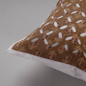 Brown - Cutwork Cotton Applique Cushion Cover (16 x 16 in)