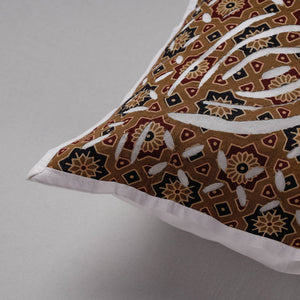 Brown - Cutwork Cotton Applique Cushion Cover (16 x 16 in)