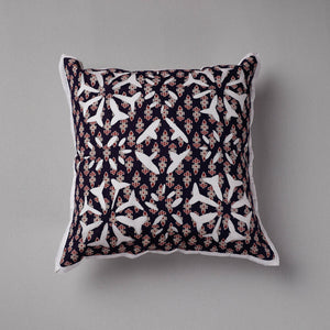 Black - Cutwork Cotton Applique Cushion Cover (16 x 16 in)