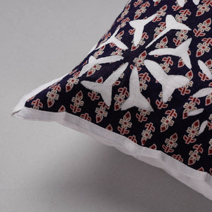 Black - Cutwork Cotton Applique Cushion Cover (16 x 16 in)
