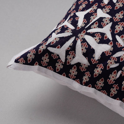 Black - Cutwork Cotton Applique Cushion Cover (16 x 16 in)