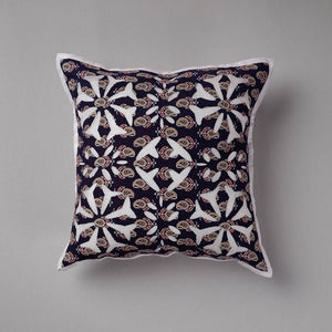Black - Cutwork Cotton Applique Cushion Cover (16 x 16 in)