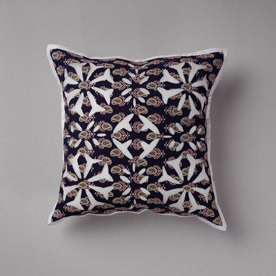 Black - Cutwork Cotton Applique Cushion Cover (16 x 16 in)