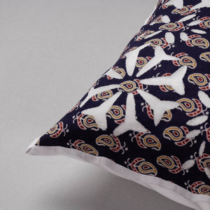 Black - Cutwork Cotton Applique Cushion Cover (16 x 16 in)