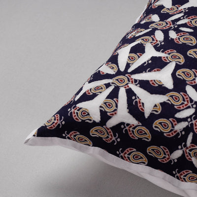 Black - Cutwork Cotton Applique Cushion Cover (16 x 16 in)