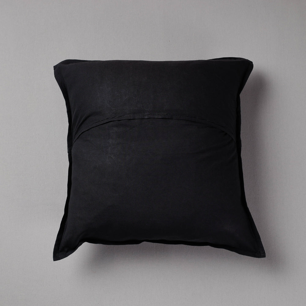 Black - Cutwork Cotton Applique Cushion Cover (16 x 16 in)