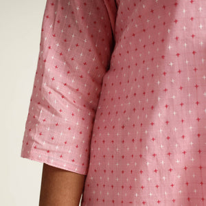 Baby Pink - Jacquard Cotton Long Straight Kurta