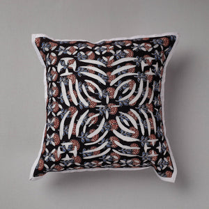 Black - Cutwork Cotton Applique Cushion Cover (16 x 16 in)