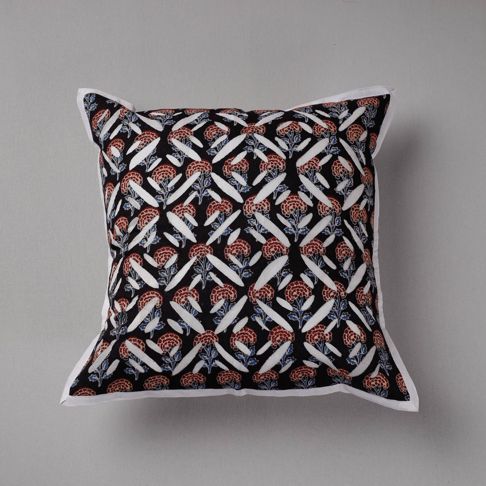 Black - Cutwork Cotton Applique Cushion Cover (16 x 16 in)