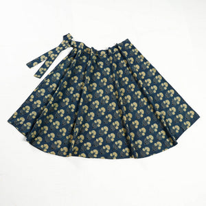 Blue - Ajrakh Block Printed Cotton Wrap Around Skirt