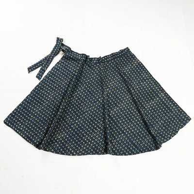 Blue - Ajrakh Block Printed Cotton Wrap Around Skirt