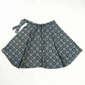 Blue - Ajrakh Block Printed Cotton Wrap Around Skirt