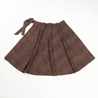 Black - Ajrakh Block Printed Cotton Wrap Around Skirt