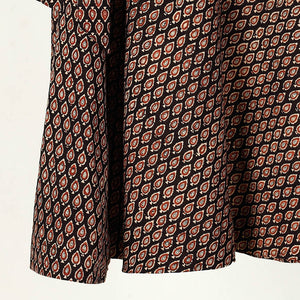 Black - Ajrakh Block Printed Cotton Wrap Around Skirt