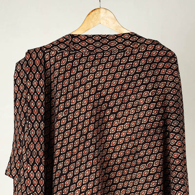 Black - Ajrakh Block Printed Cotton Wrap Around Skirt