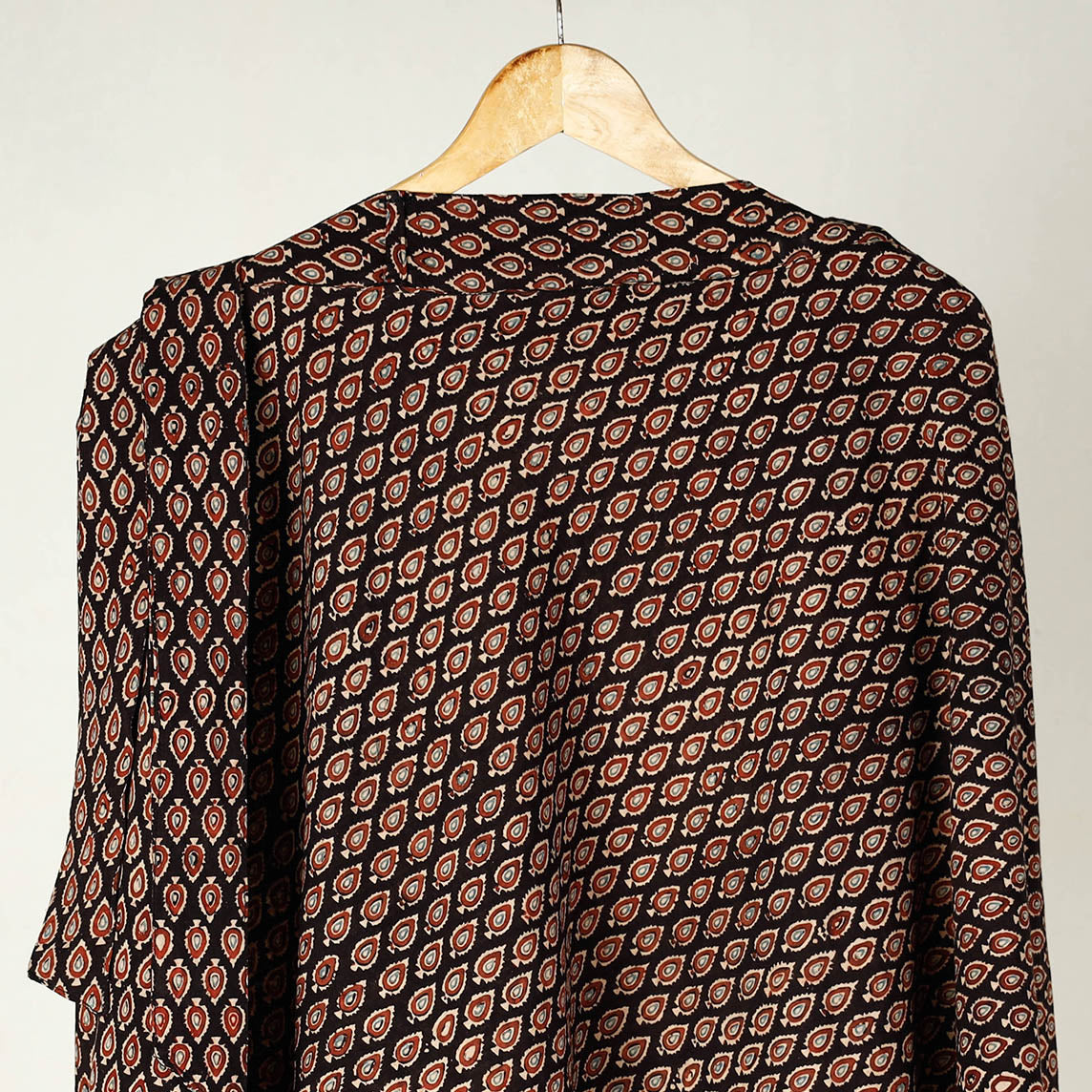 Black - Ajrakh Block Printed Cotton Wrap Around Skirt