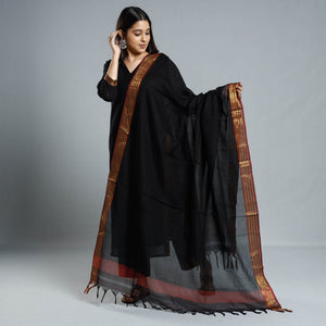 Black - Dharwad Cotton Kurta with Palazzo & Dupatta Set