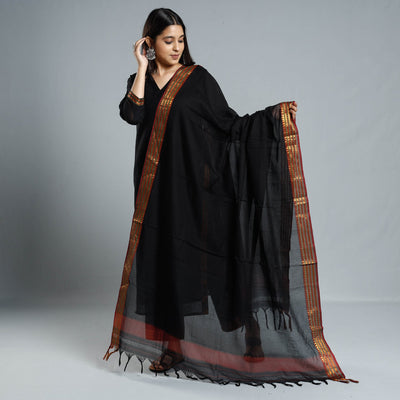 Black - Dharwad Cotton Kurta with Palazzo & Dupatta Set