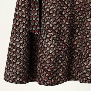 Black - Ajrakh Block Printed Cotton Wrap Around Skirt