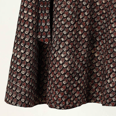 Black - Ajrakh Block Printed Cotton Wrap Around Skirt