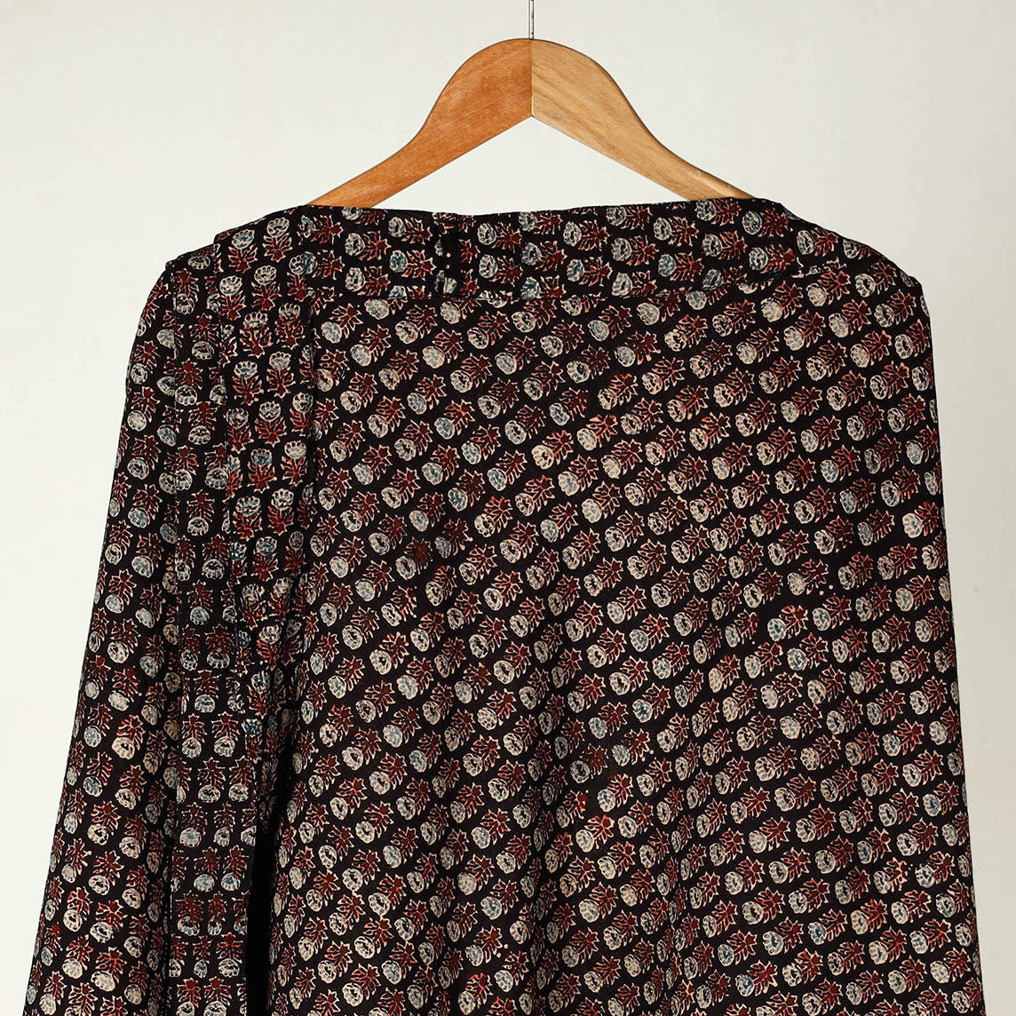 Black - Ajrakh Block Printed Cotton Wrap Around Skirt