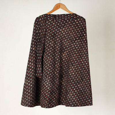 Black - Ajrakh Block Printed Cotton Wrap Around Skirt