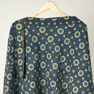 Blue - Ajrakh Block Printed Cotton Wrap Around Skirt