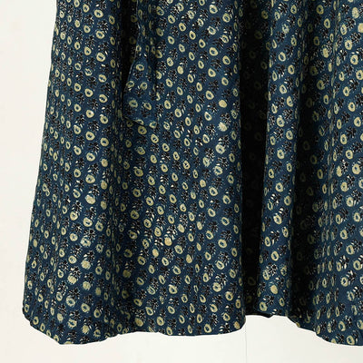 Blue - Ajrakh Block Printed Cotton Wrap Around Skirt
