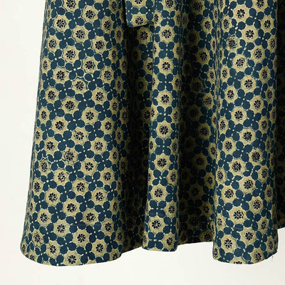 Blue - Ajrakh Block Printed Cotton Wrap Around Skirt