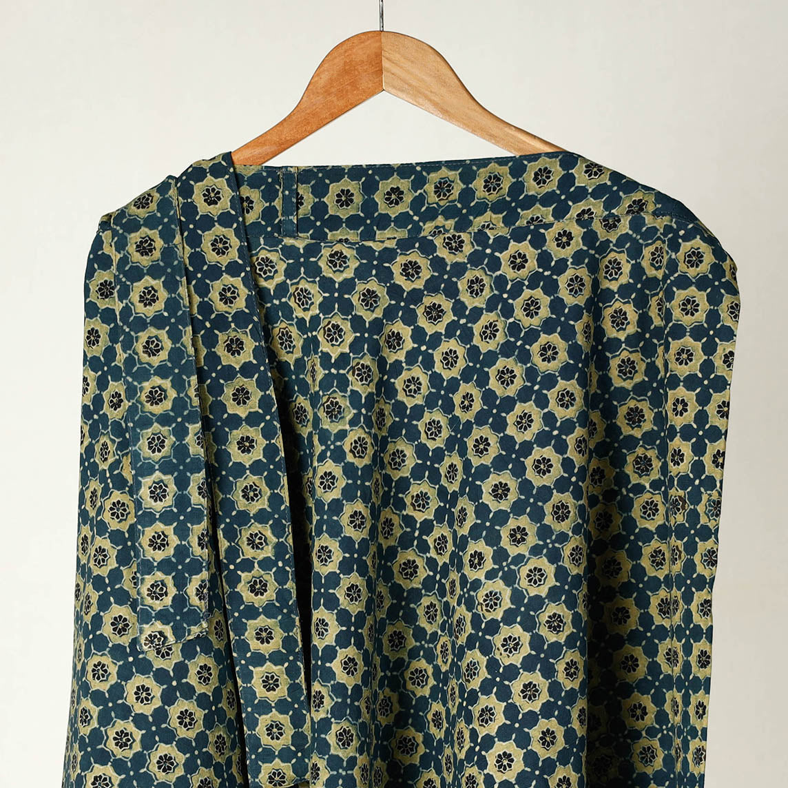 Blue - Ajrakh Block Printed Cotton Wrap Around Skirt