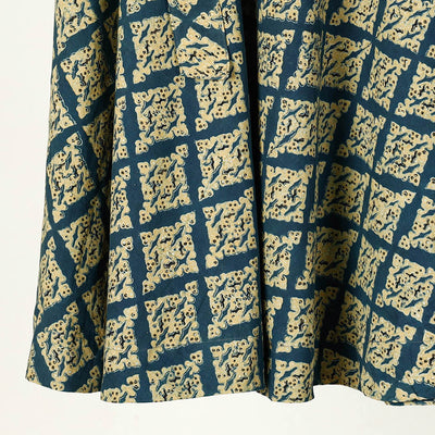 Blue - Ajrakh Block Printed Cotton Wrap Around Skirt