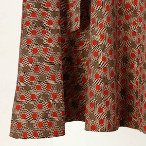 Brown - Ajrakh Block Printed Cotton Wrap Around Skirt