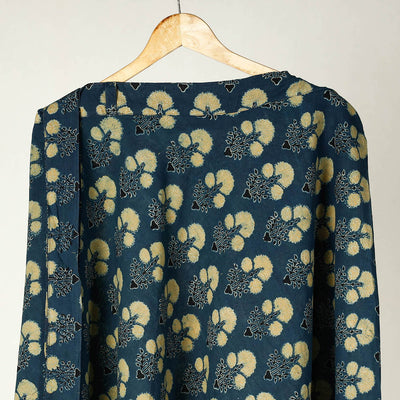 Blue - Ajrakh Block Printed Cotton Wrap Around Skirt