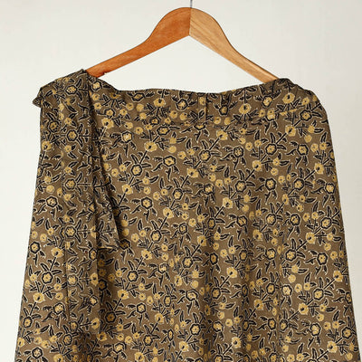 Brown - Ajrakh Block Printed Cotton Wrap Around Skirt