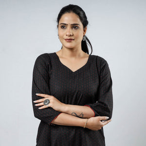 Black - Jacquard Cotton Straight Kurta 07