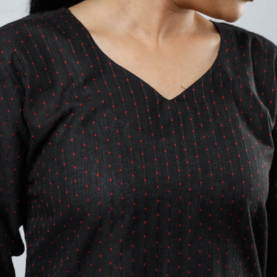 Black - Jacquard Cotton Straight Kurta 07