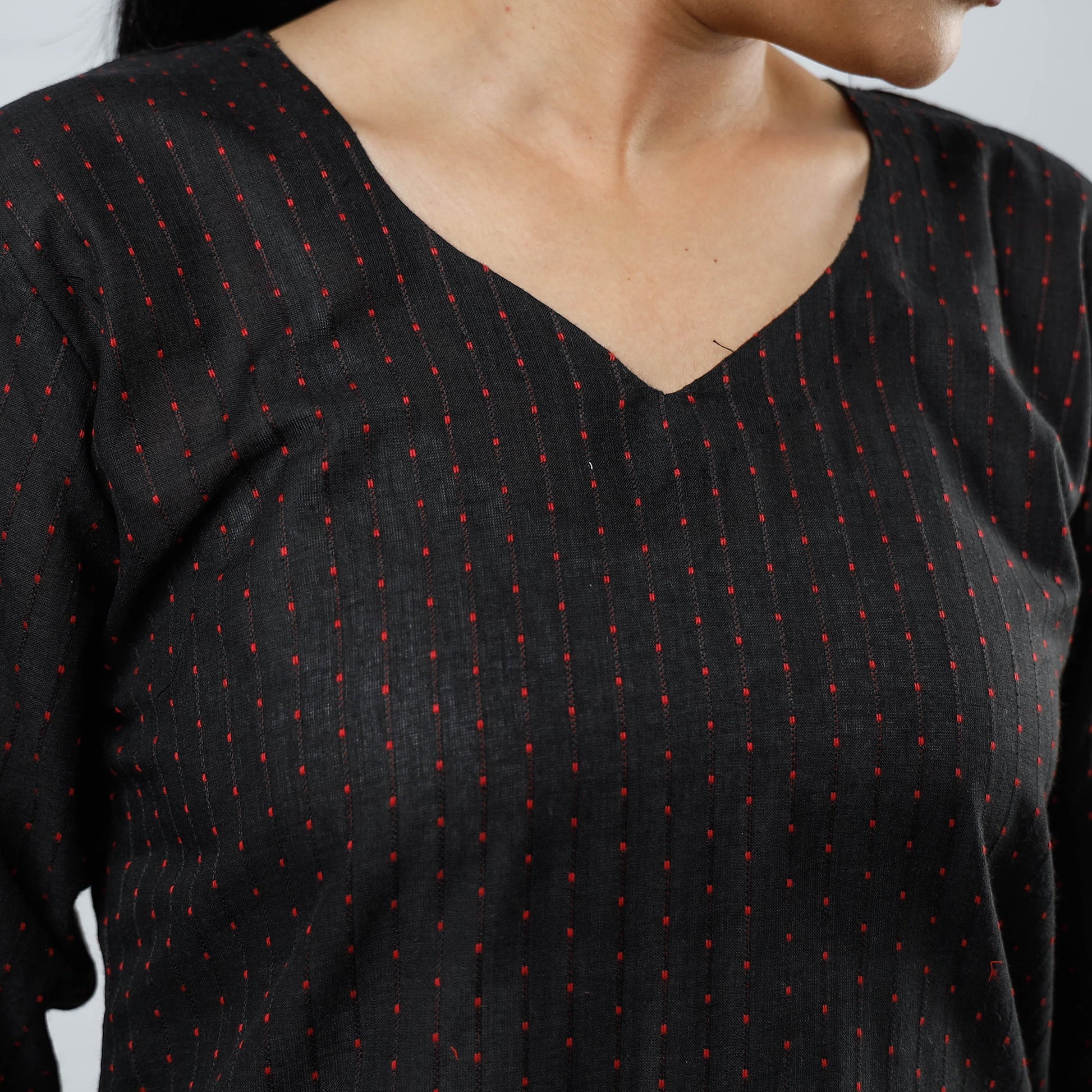 Black - Jacquard Cotton Straight Kurta 07