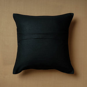 Black - Traditional Pure Banarasi Handwoven Silk Zari Cushion Cover (16 x 16 in)