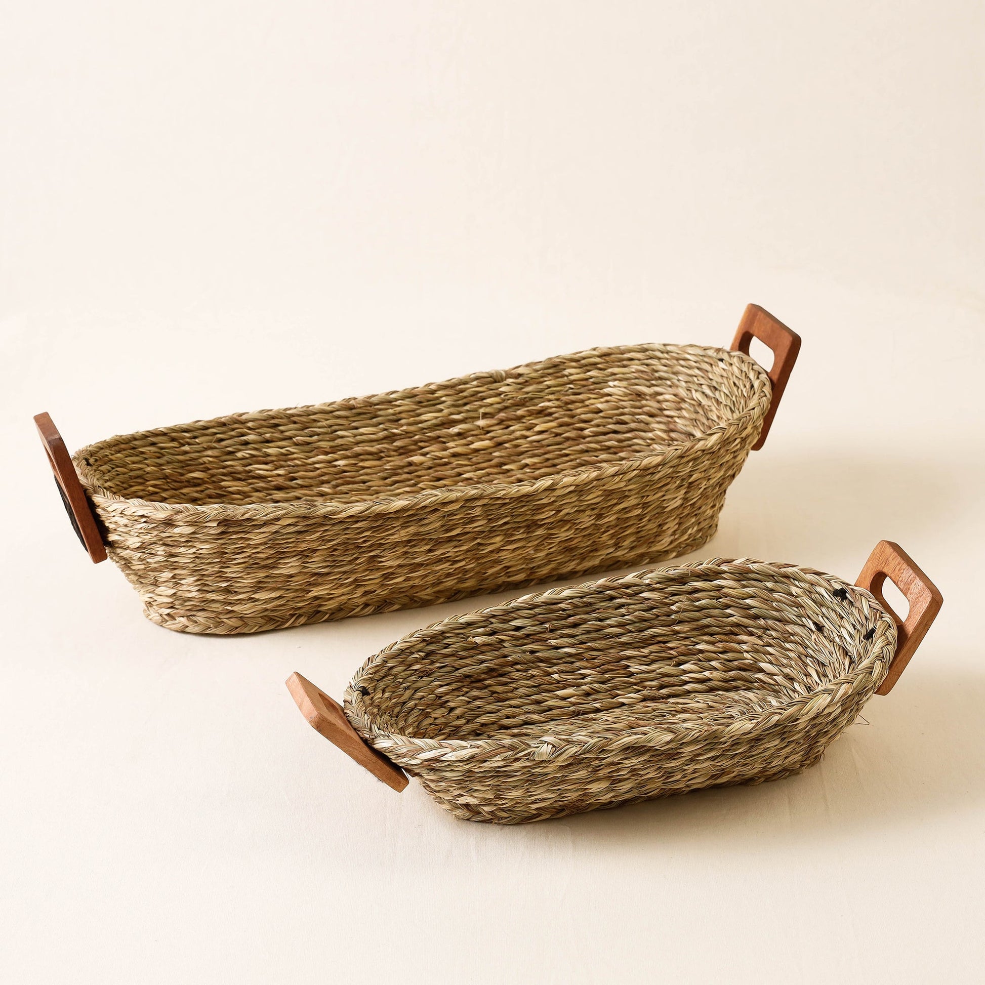 Brown - Kadam Haat Handmade Sabai Grass Bread Basket ( Set of 2)