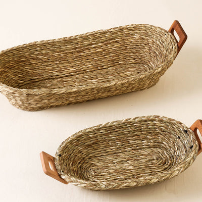 Brown - Kadam Haat Handmade Sabai Grass Bread Basket ( Set of 2)