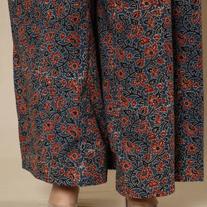 Blue - Ajrakh Block Printing Cotton Flared Palazzo
