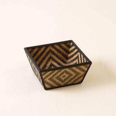 Brown - Kadam Haat Handmade Bamboo Fruit Basket - Small (Black)