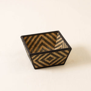 brown - Kadam Haat Handmade Bamboo Fruit Basket (Black - Set of 2)