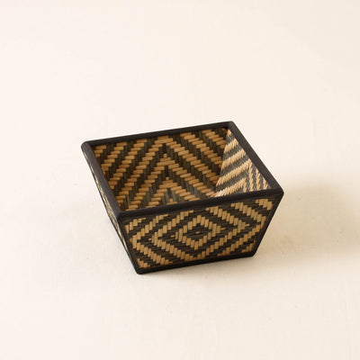 brown - Kadam Haat Handmade Bamboo Fruit Basket (Black - Set of 2)