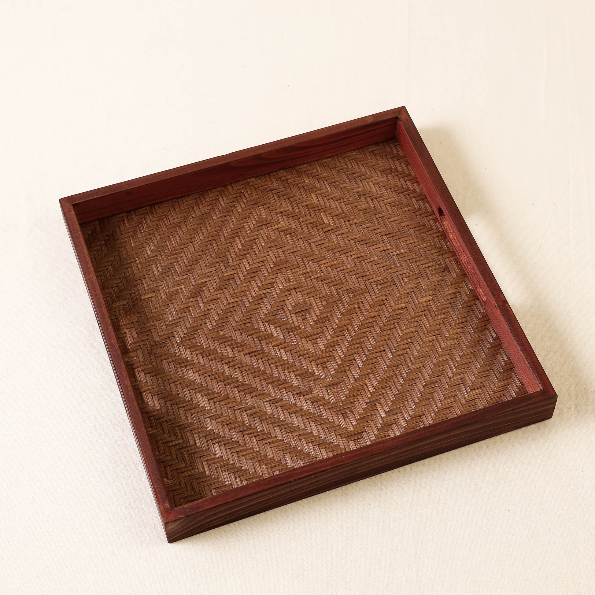 Brown - Kadam Haat Handmade Bamboo Square Tray - Medium