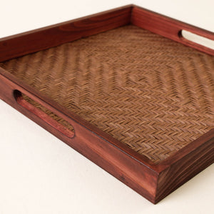 Brown - Kadam Haat Handmade Bamboo Square Tray - Medium