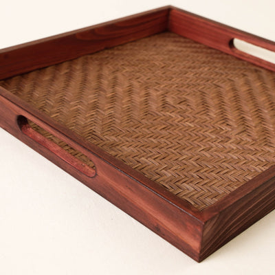 Brown - Kadam Haat Handmade Bamboo Square Tray - Medium