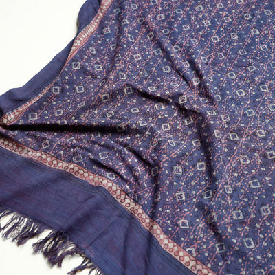 Blue - Akola Block Printed Pure Handloom Cotton Towel