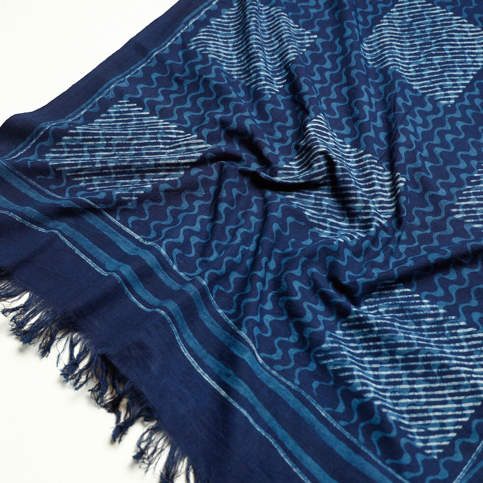 Blue - Akola Block Printed Pure Handloom Cotton Towel
