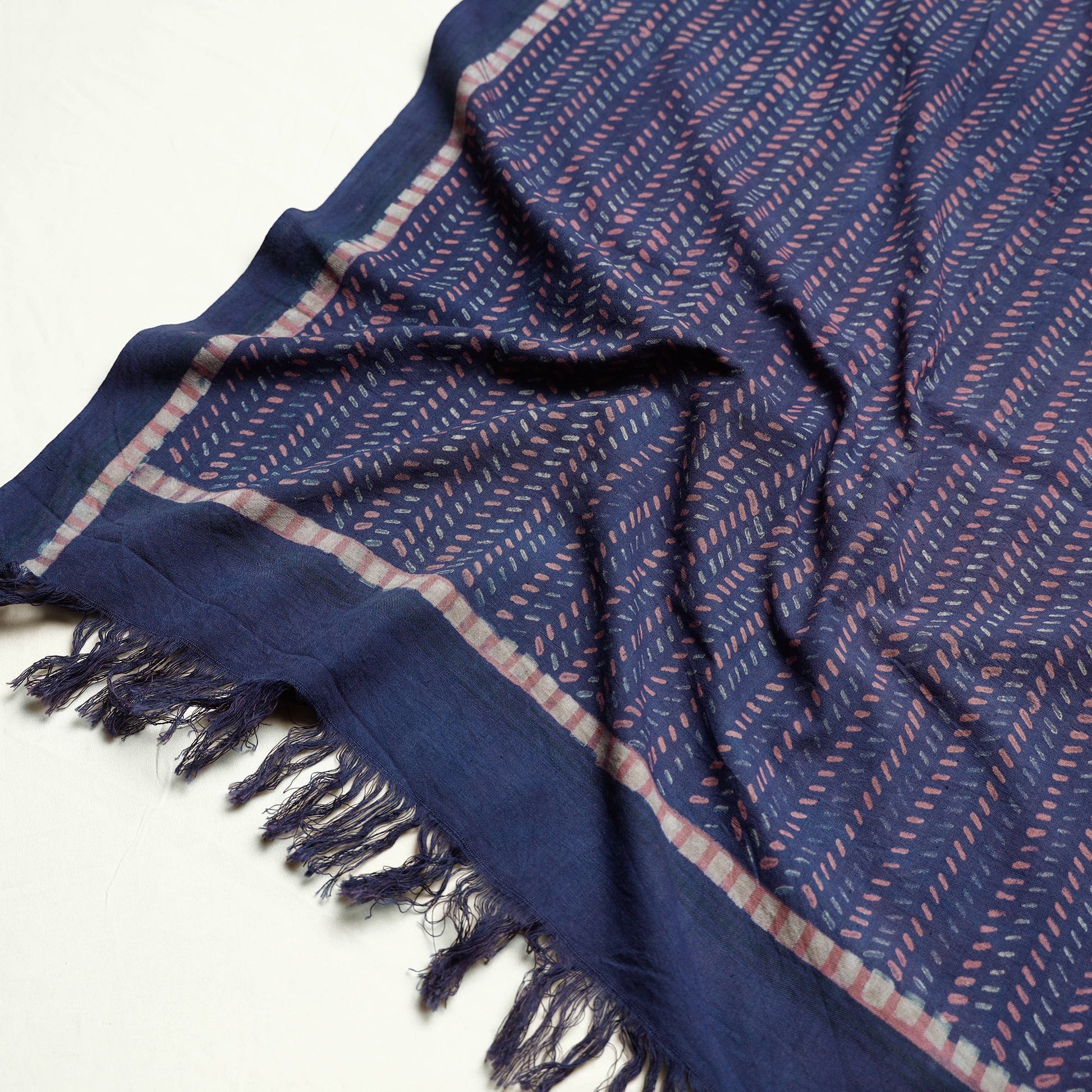 Blue - Akola Block Printed Pure Handloom Cotton Towel